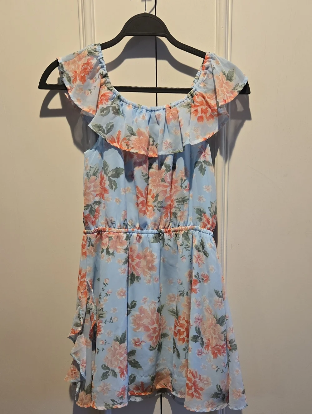 The Children's Place Light Blue Girls Romper with Floral Trim
